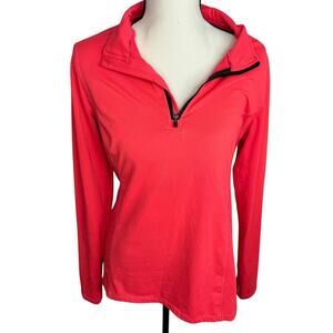 Women’s Neon Pink Athletic Quarter Zip Pullover Running Gym Top Size L